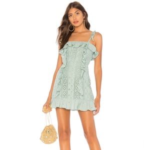 Majorelle Mara Mini Dress in Jade‎ Green, Size S